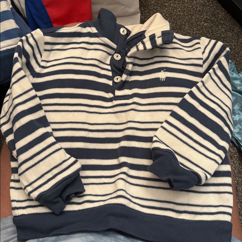 Ralph Lauren Navy and Cream Striped Top